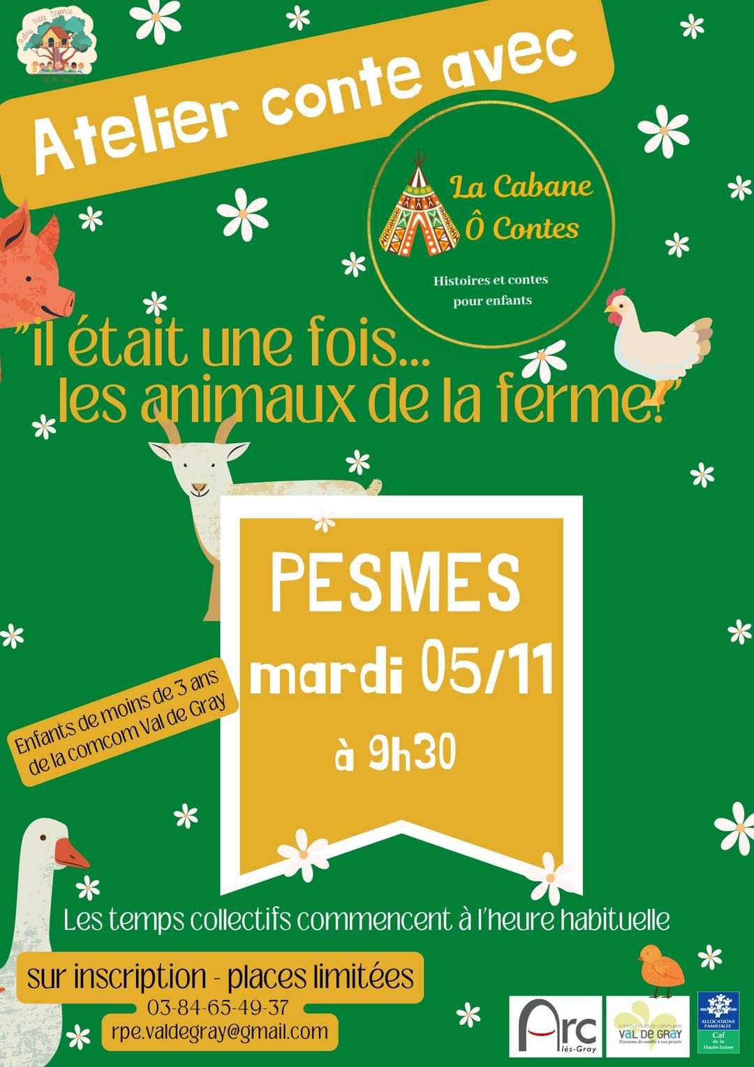 ATELIER CONTE POUR LES ENFANTS DE - DE 3 ANS  LE 05 NOVEMBRE