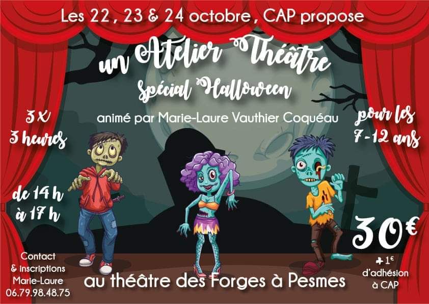 ATELIER THEATRE AVEC MARIE-LAURE DU 22 AU 24 OCTOBRE AU THEATRE DES FORGES