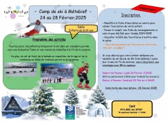 CAMP DE SKI A METABIEF DU 25 AU 28 FEVRIER 2025