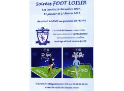 SOIREES FOOT LOISIR LES 16 DECEMBRE 2024, 13 JANVIER ET 17 FEVRIER 2025