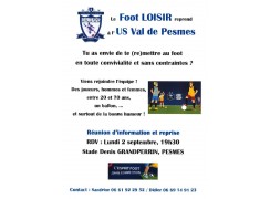 LE FOOT LOISIR REPREND A L'US VAL DE PESMES