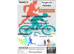 BIKE & RUN LE SAMEDI 21 SEPTEMBRE AUX FORGES AU PROFIT DU TELETHON