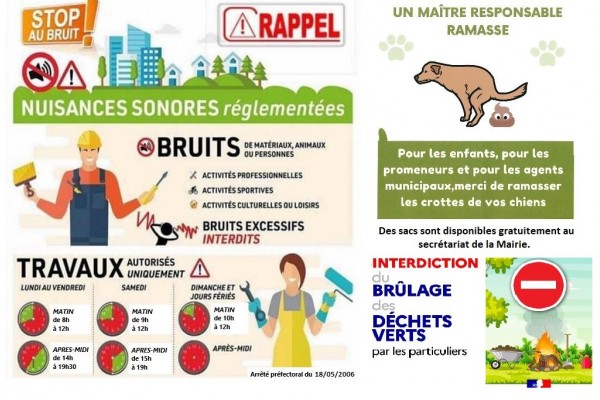 RAPPEL - AFIN DE LUTTER CONTRE LES INCIVILITES ET LES NUISANCES