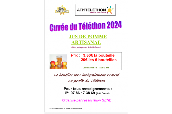 JUS DE POMMES - CUVEE SPECIALE TELETHON 2024