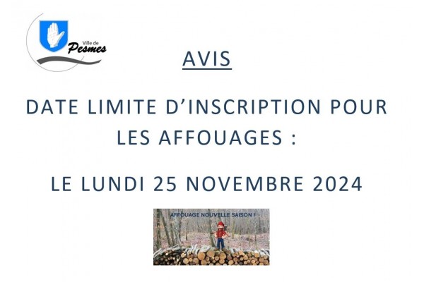 INSCRIPTIONS AFFOUAGE 2024-2025