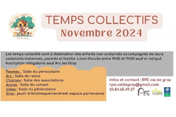 CALENDRIER DES TEMPS COLLECTIFS - RELAIS PETITE ENFANCE