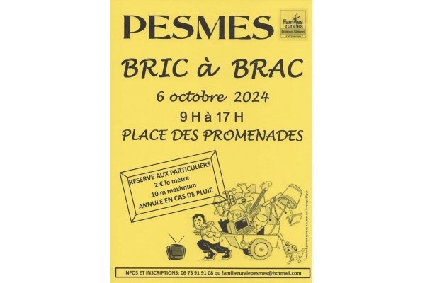 BRIC A BRAC DE FAMILLES RURALES  LE 6 OCTOBRE