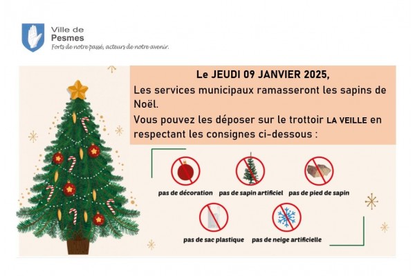 RAMASSAGE DES SAPINS LE JEUDI 9 JANVIER 2025