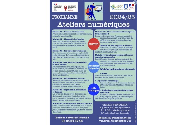 ATELIERS NUMERIQUES - 2024/2025 - PROGRAMME