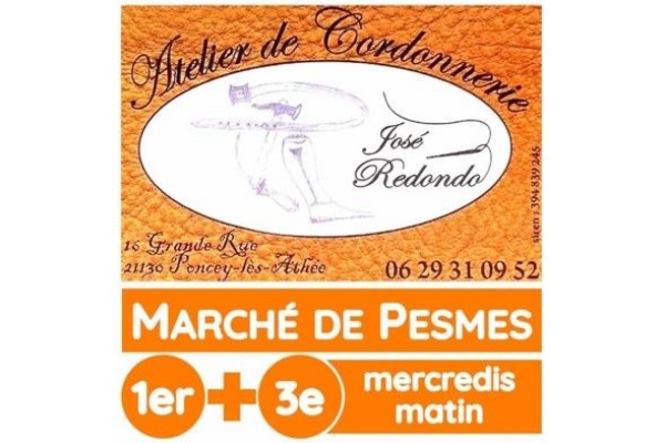 ATELIER DE CORDONNERIE LES 1ER ET 3EME MERCREDI MATIN DU MOIS AU MARCHE DE PESMES