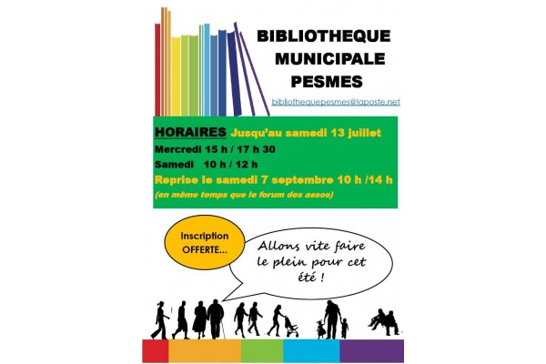 HORAIRES DE LA BIBLIOTHEQUE ET AMENAGEMENT DE LA NOUVELLE MEDIATHEQUE